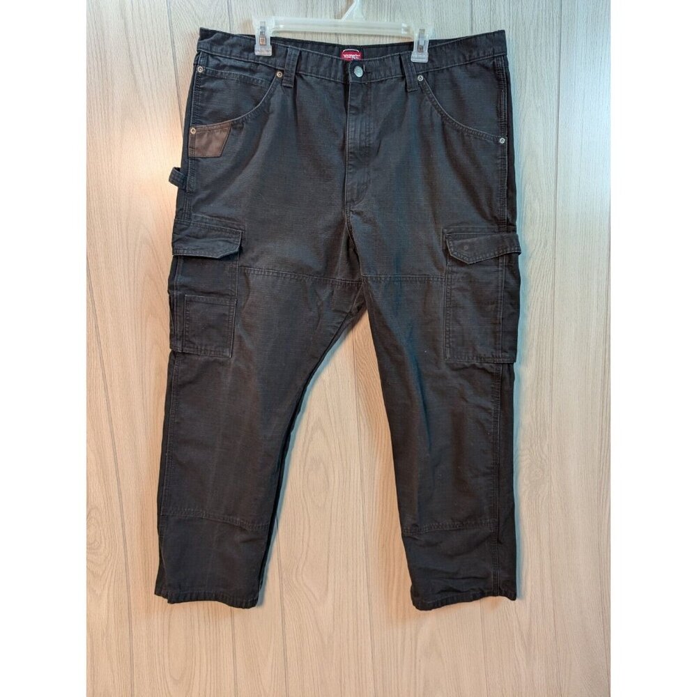 Wrangler Faded Cargo Pants Mens 40x30 Black Workwear Ripstop Chore Utility